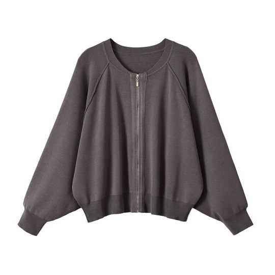 Damen Oversize Strick-Bomberjacke mit Raglanärmeln und Rippbündchen Shop Nory