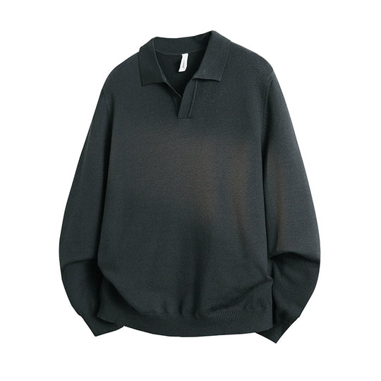 Unisex Oversized Polokragen-Feinstrickpullover mit weitem Schnitt Shop Nory