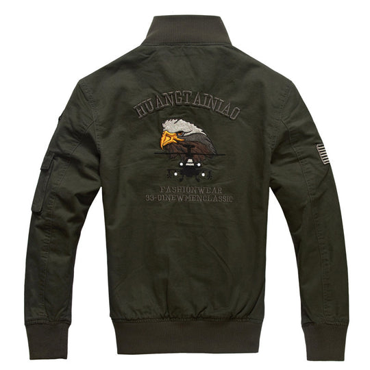 Herren Aviator-Canvasblouson mit Stickpatches, Stehkragen und Multifunktions-Pattentaschen Shop Nory