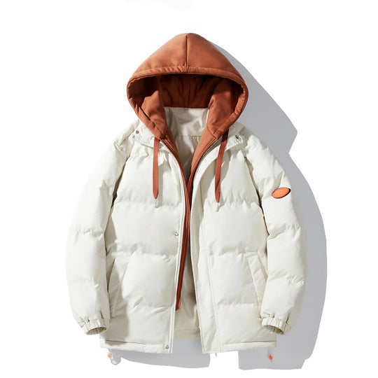 Herren Gepolsterte Winter-Steppjacke mit zweilagiger Kapuze und elastischen Bündchen Shop Nory