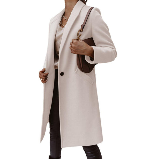 Damen Mantel mit fallendem Revers, geradem Schnitt und Leistentaschen Shop Nory