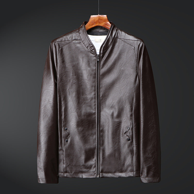 Herren schlanker Kunstlederblouson mit Stehkragen und Zweiwege-Reißverschluss Shop Nory