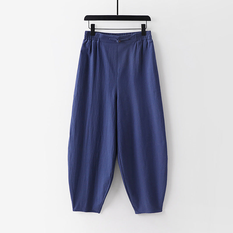 Damen Leichte Leinen-Haremshose mit elastischem Bund und schmal zulaufenden Knöcheln Shop Nory
