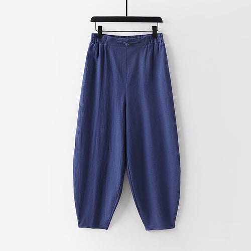 Damen Leichte Leinen-Haremshose mit elastischem Bund und schmal zulaufenden Knöcheln Shop Nory