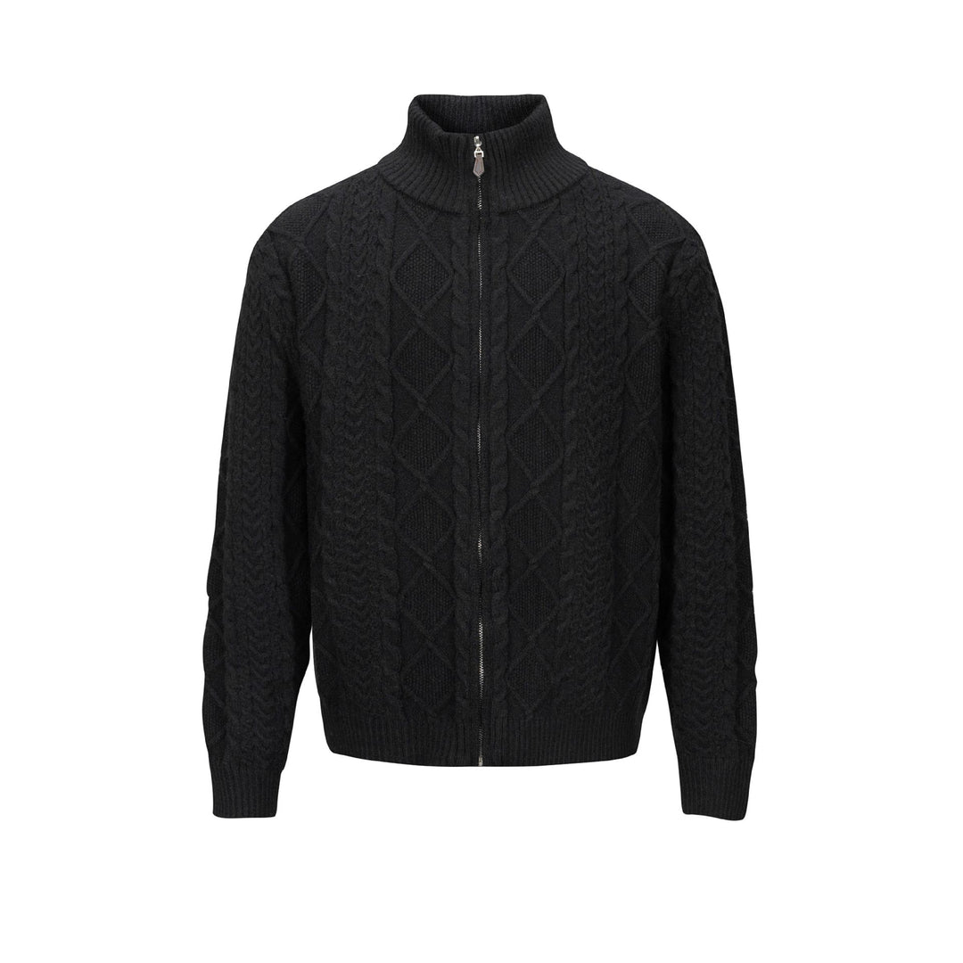 Herren Strick-Zipjacke mit Zopfmuster und hohem Stehkragen Shop Nory