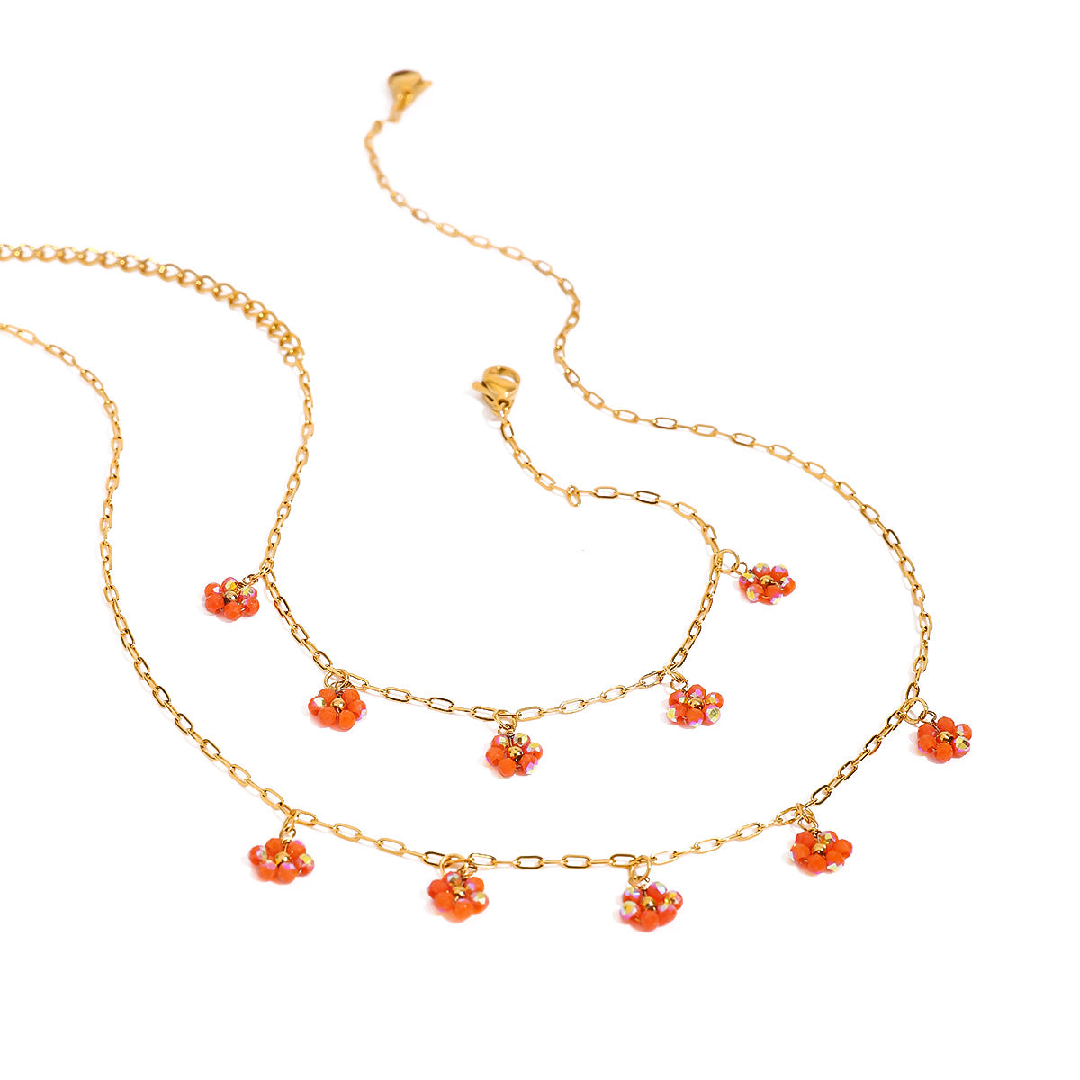 Damen Fußkettchen mit bunten Blumenanhängern aus hypoallergenem Edelstahl Shop Nory