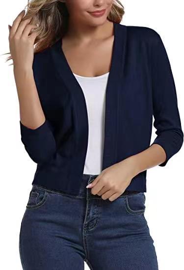 Damen nan offener Kurzcardigan mit dreiviertelärmeln und elastischem Saum Shop Nory