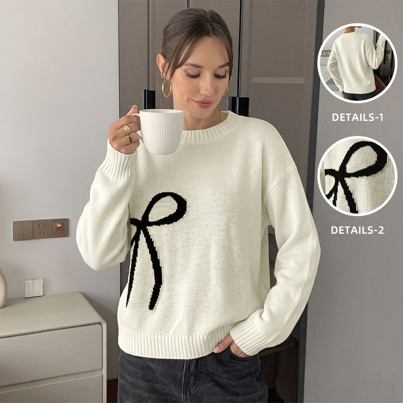 Damen Modischer Pullover mit Schleifenmotiv Shop Nory