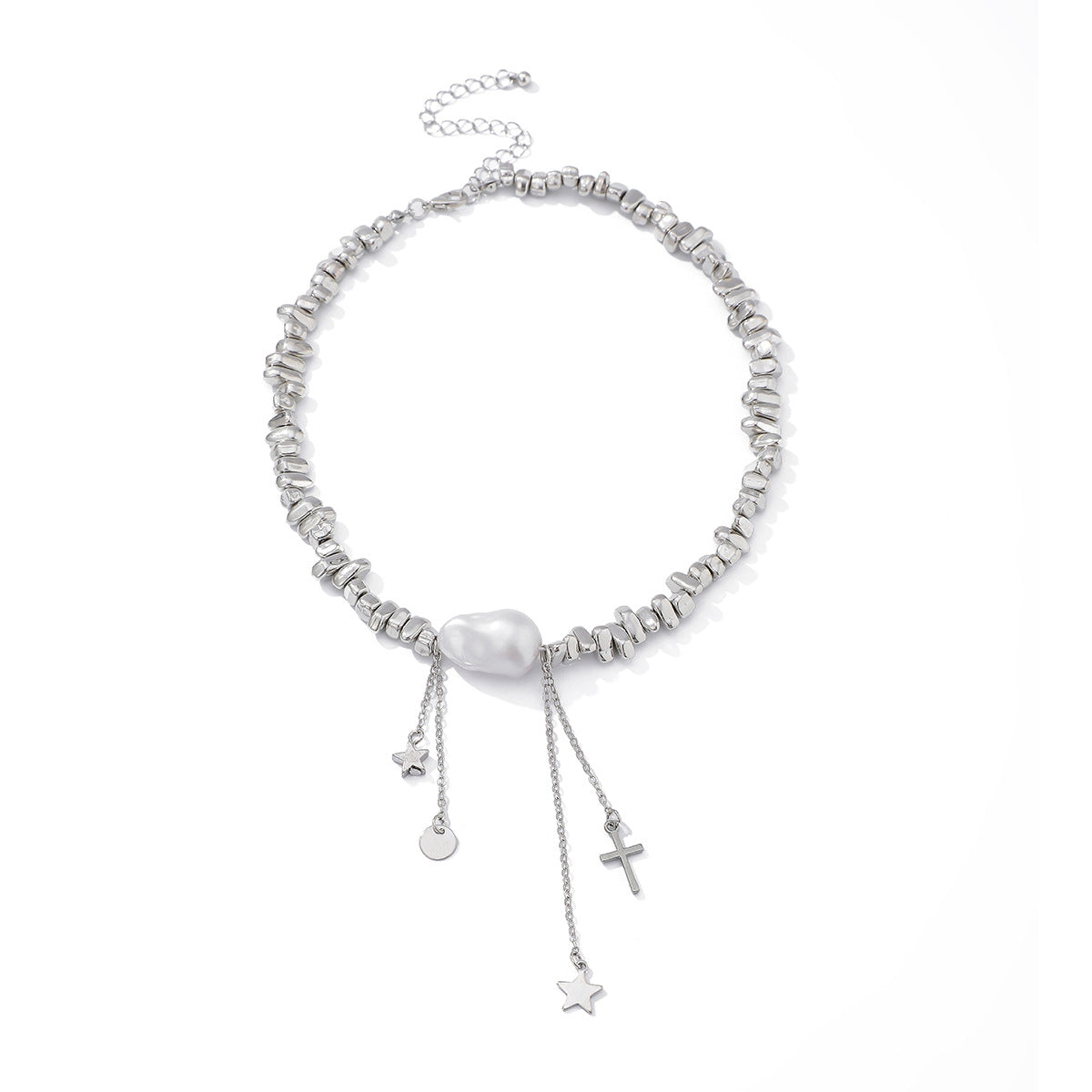 Damen elegante Kette mit asymmetrischem Perlen-Design und Metallakzenten Shop Nory