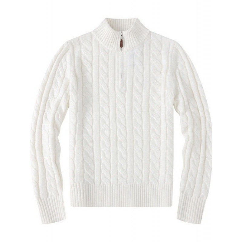 Herren Kabelstrickpullover mit Halbzip und Stehkragen aus weicher Kaschmirmischung Shop Nory