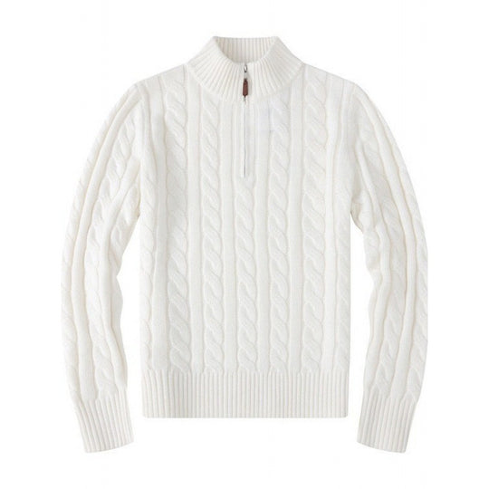 Herren Kabelstrickpullover mit Halbzip und Stehkragen aus weicher Kaschmirmischung Shop Nory