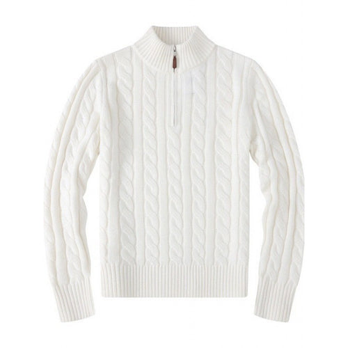 Herren Kabelstrickpullover mit Halbzip und Stehkragen aus weicher Kaschmirmischung Shop Nory