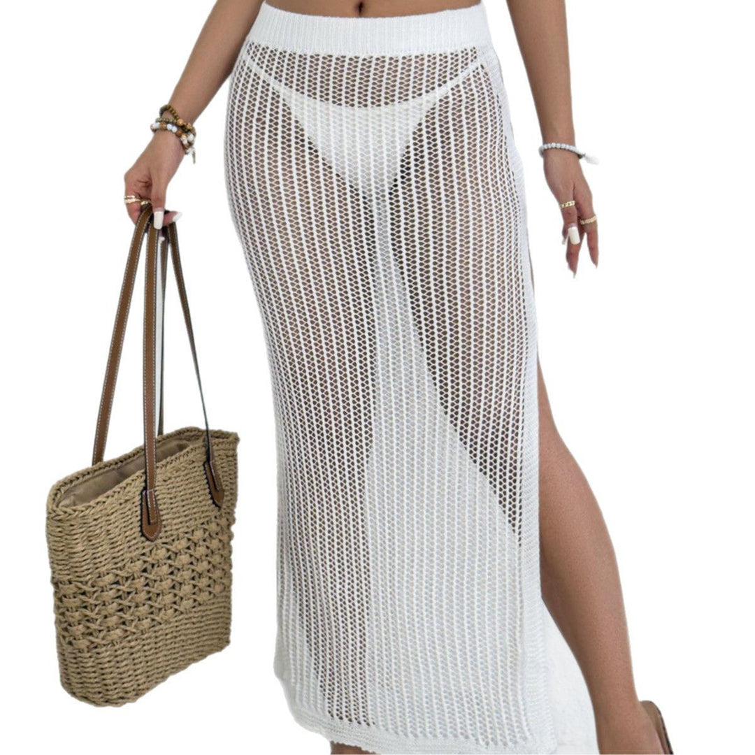 Damen transparenter Strandrock mit seitlichen Schlitzen