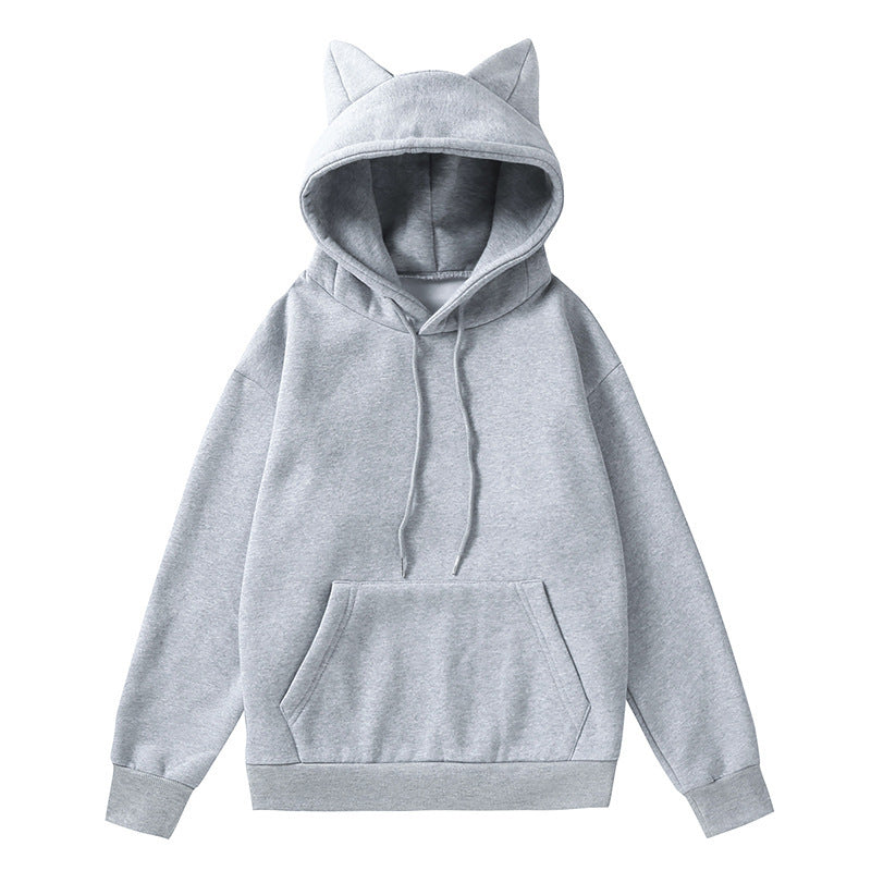 Damen Kapuzenpullover mit Katzenohren und weichem Innenfutter