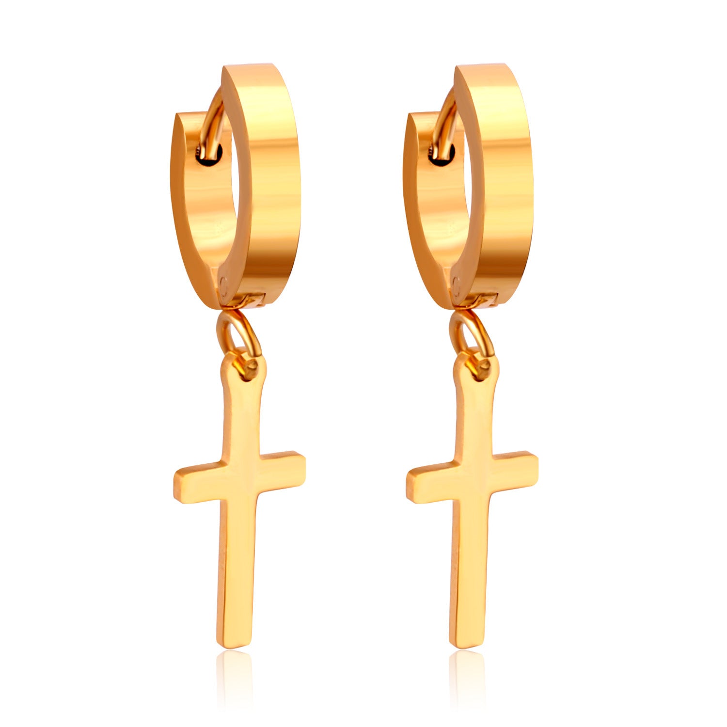 Damen hängende Ohrstecker mit Kreuzdesign aus glänzendem Edelstahl Shop Nory