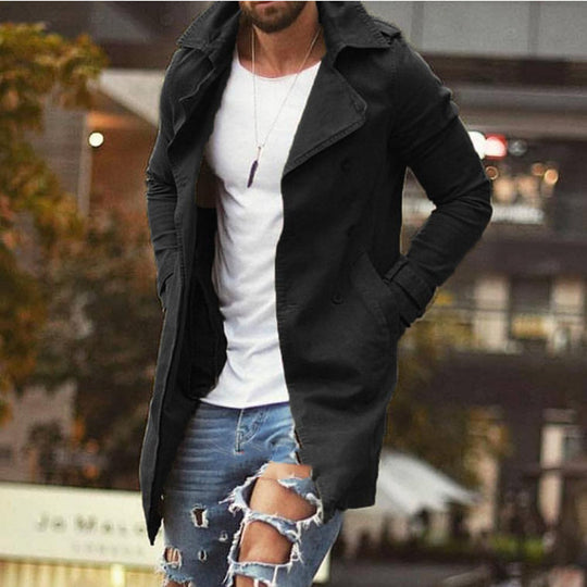 Herren nan leichter urbaner Trenchcoat mit zweireihiger Knopfleiste und lässiger Used-Optik Shop Nory