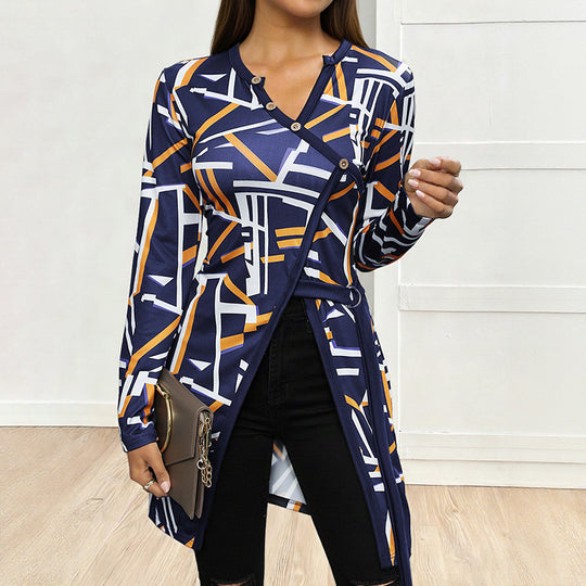 Damen Modischer Oversized Cardigan mit grafischem Muster Shop Nory