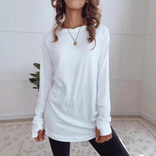 Damen Langarmshirt aus atmungsaktiver Baumwolle