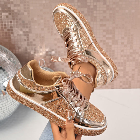 Damen Glitzernde Sneakers mit atmungsaktivem Innenfutter