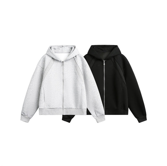 Unisex Leichte Oversize‑Kapuzen‑Sweatjacke mit durchgehendem Reißverschluss, Raglanärmeln und Eingrifftaschen Shop Nory