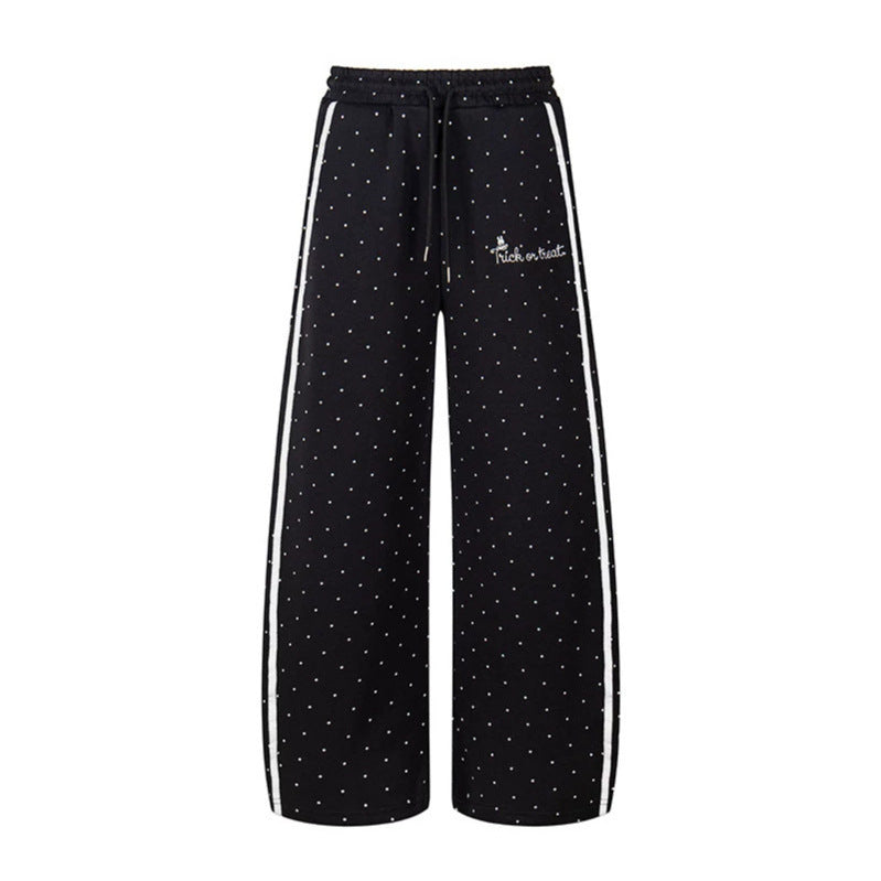 Damen Extraweite Palazzo-Sweathose im Polka-Dot-Design mit elastischem Komfortbund und seitlichen Kontraststreifen Shop Nory