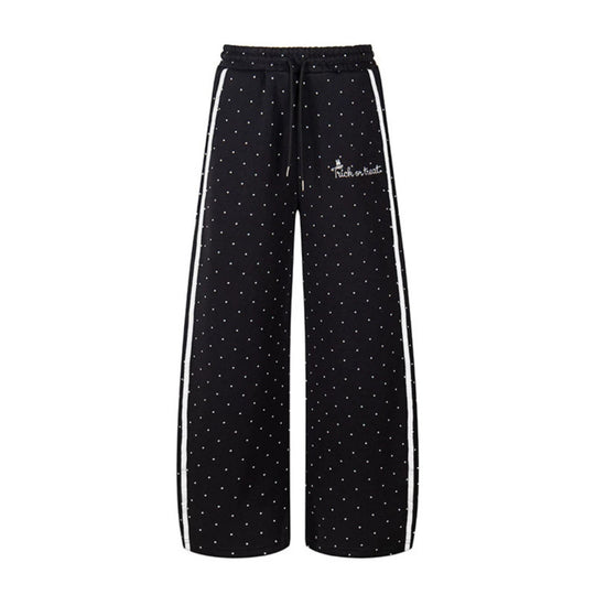 Damen Extraweite Palazzo-Sweathose im Polka-Dot-Design mit elastischem Komfortbund und seitlichen Kontraststreifen Shop Nory