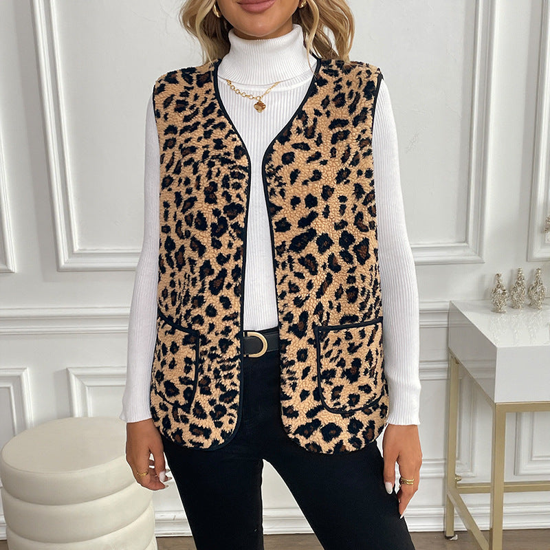 Damen Flauschige Tiermuster Weste Shop Nory