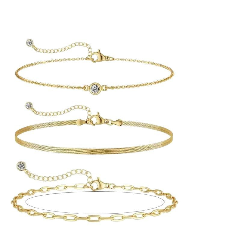 Damen stilvolles Armband-Set mit eleganten Glieder- und Kristallelementen Shop Nory