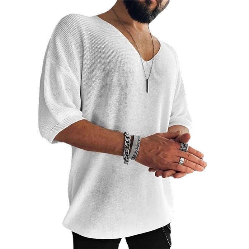 Herren Übergröße V-Ausschnitt Pullover