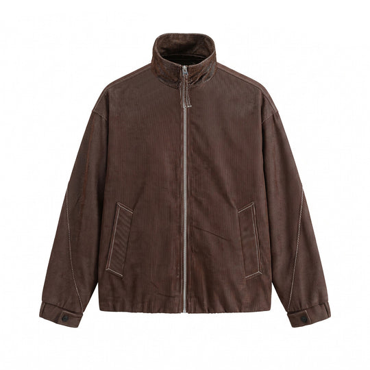 Unisex Kurzer Cord-Boxy‑Blouson mit Stehkragen, durchgehendem Reißverschluss und elastischem Saum Shop Nory