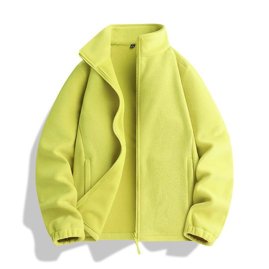 Unisex Fleecejacke mit Stehkragen, durchgehendem Reißverschluss und elastischen Bündchen Shop Nory