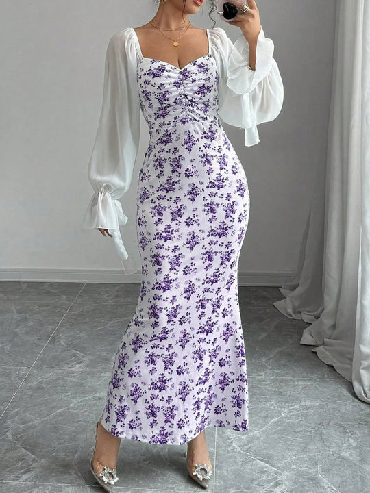 Damen Figurbetontes Maxikleid mit herzförmigem Ausschnitt und geraffter Brust Shop Nory