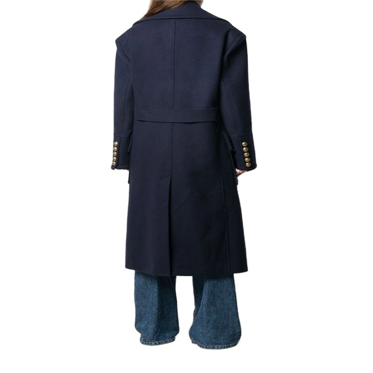 Damen Marineinspirierter Zweireiher-Longcoat aus Wollmix mit Oversize-Revers Shop Nory