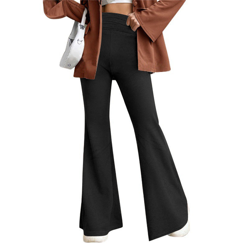 Damen Hohe Taille Flared Hosen mit weitem Bein und elastischem Komfortbund Shop Nory