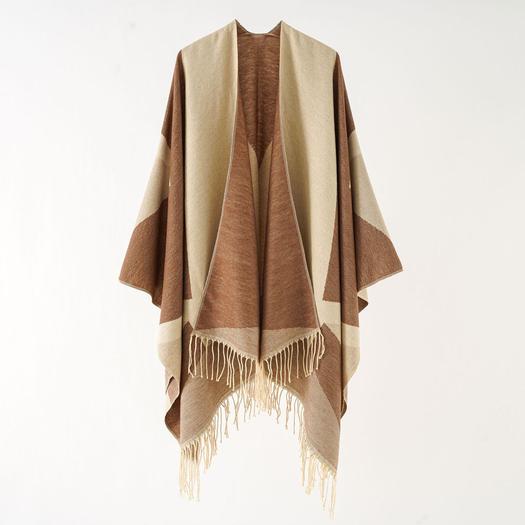 Damen Leichter reversibler Fransen-Umhang aus feiner Wollmischung Shop Nory