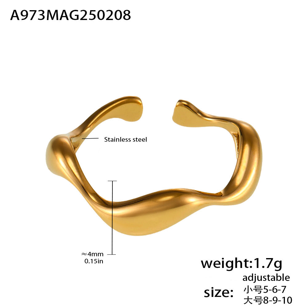 Damen Offener Ring mit geschwungenem Design aus hochwertigem Edelstahl Shop Nory