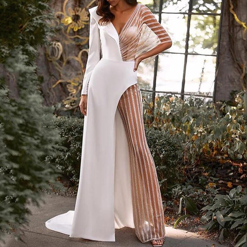 Damen Eleganter Jumpsuit mit asymmetrischem Schnitt und funkelnden Akzenten