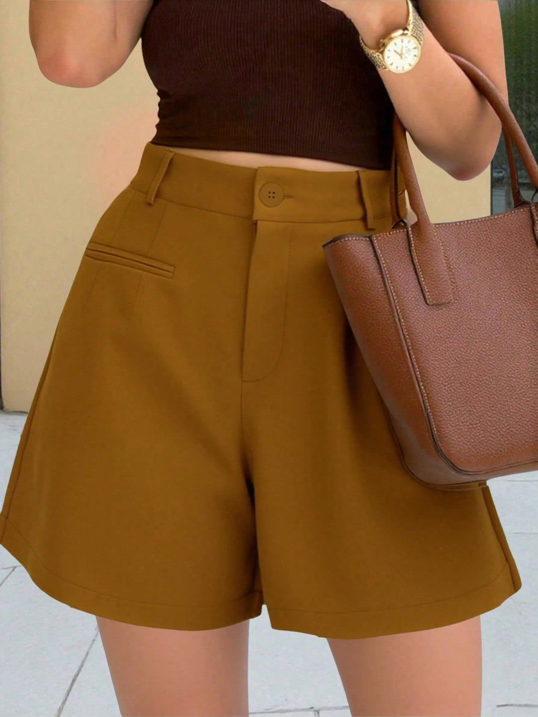 Damen Elegante High‑Waist Culotte‑Shorts mit Bundfalte und Paspeltaschen Shop Nory