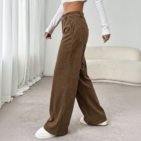 Damen Hochtaillierte Palazzo-Hose mit weitem Bein und Gürtelschlaufen Shop Nory