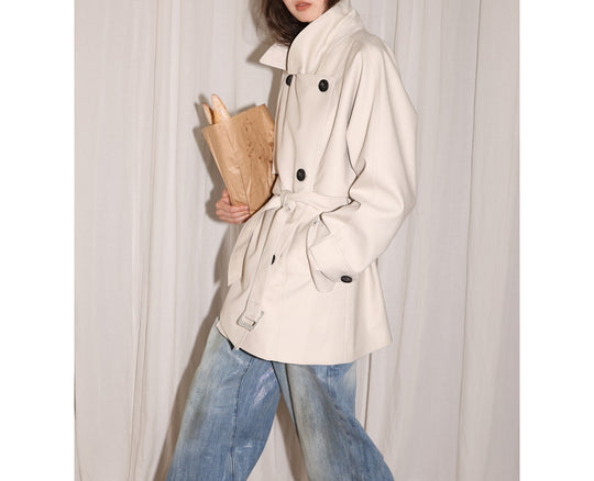 Damen Modischer Trenchcoat mit Taillengürtel und großen Taschen Shop Nory