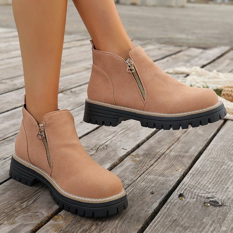 Damen Ankle-Boots mit grober Profilsohle und seitlichem Reißverschluss Shop Nory