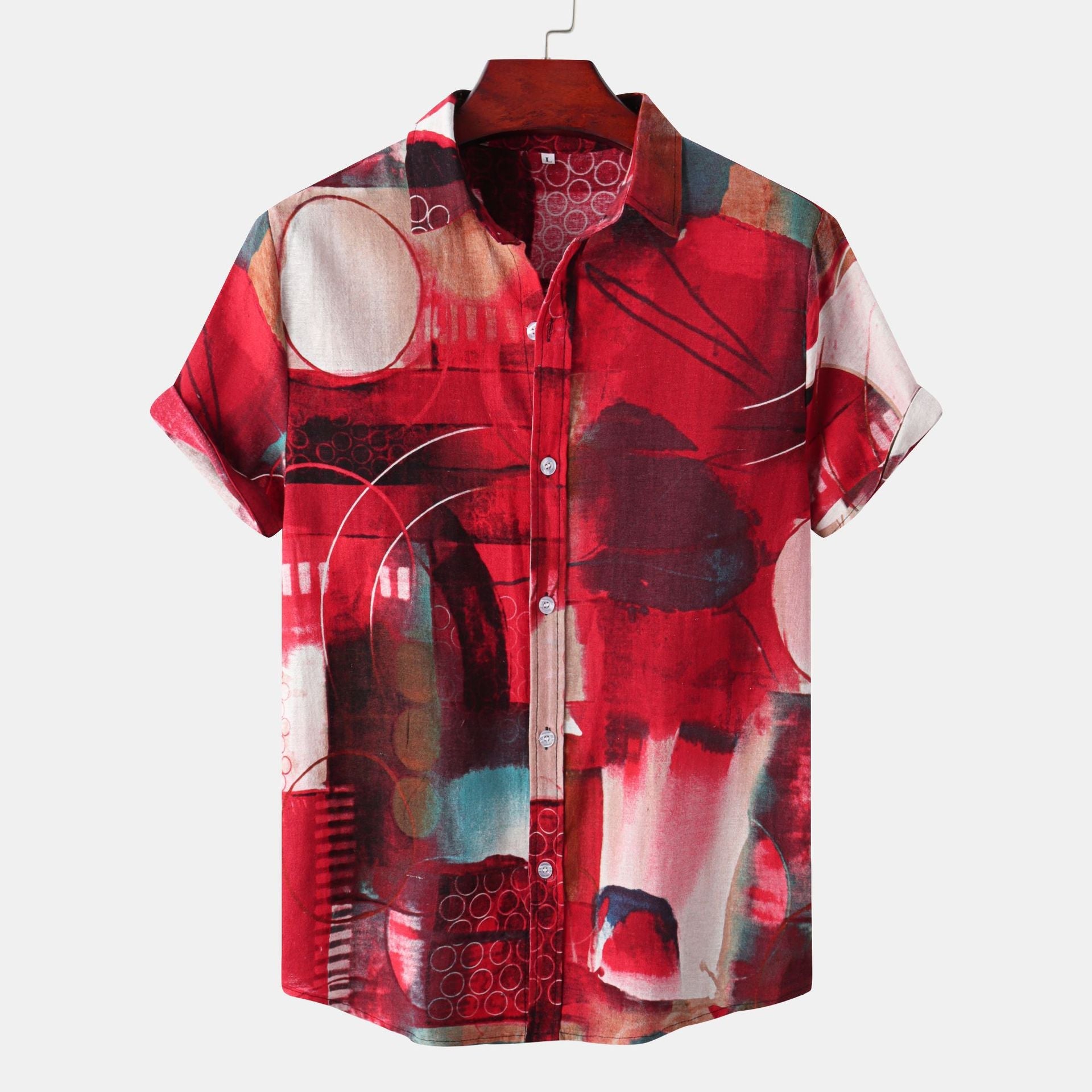 Herren Kurzarmhemd mit kreativem Abstract-Design Shopnory