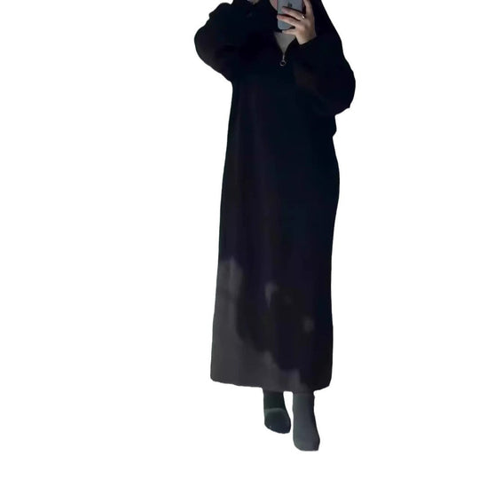 Damen Kapuzenkleid mit Reißverschluss und lässigem Schnitt