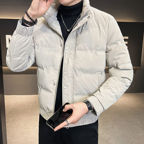 Herren Kurz geschnittene gesteppte Thermojacke mit Stehkragen und verdecktem Reißverschluss Shop Nory