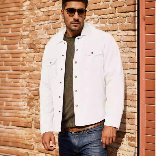 Herren Kord-Worker-Overshirt mit Druckknopfleiste, Pattentaschen und aufgesetzten Eingrifftaschen Shop Nory
