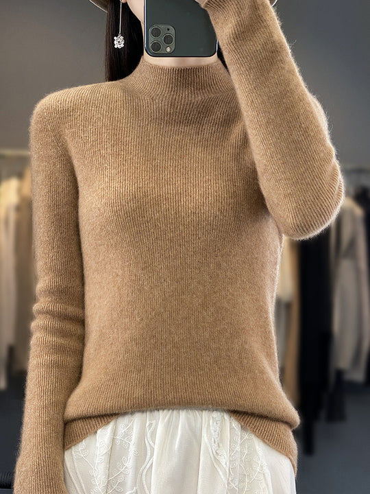 Damen Schlanker Feinstrick-Mockneckpullover aus feinem Angora‑Mix Shop Nory