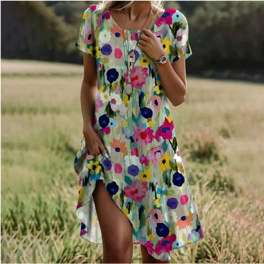 Damen Freizeitkleid mit floralem Druck und Seitenschlitz