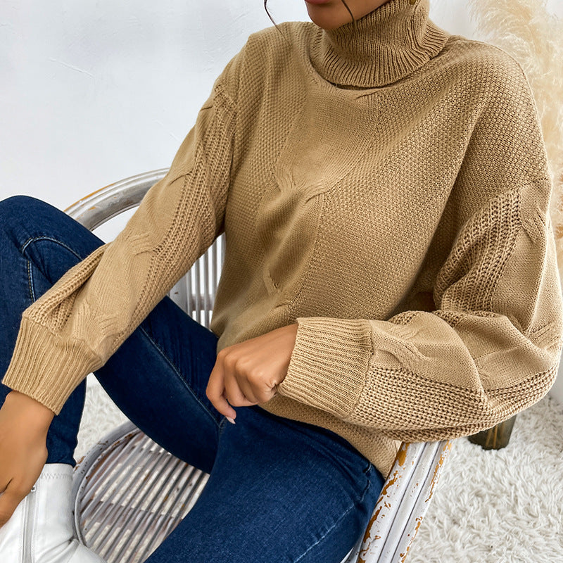 Damen Rollkragenpullover mit Zopfmuster und Oversize-Silhouette Shop Nory