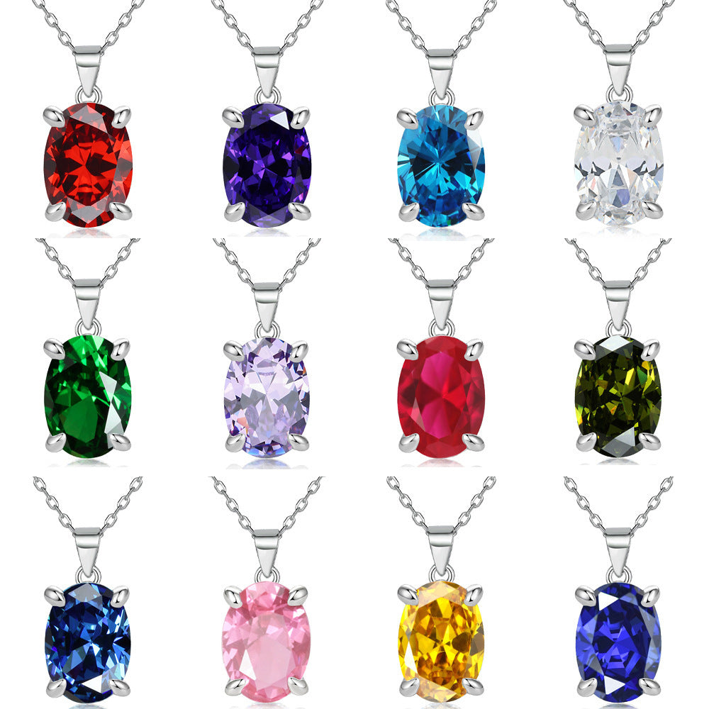 Damen Anhänger-Halskette mit ovalem, tiefgrünen Edelstein und hochwertiger Silberfassung Shop Nory