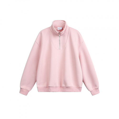 Unisex Lockeres Sweatshirt mit kurzem Reißverschluss, Stehkragen und Baumwoll-Fleece-Innenseite Shop Nory
